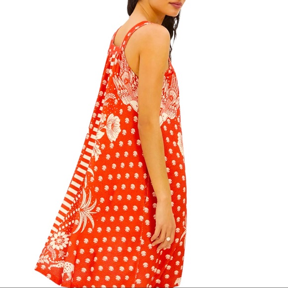 Farm Rio x Anthropologie Palm Tree Printed XS Orange Red Floral Cheetah Shift - Picture 3 of 5